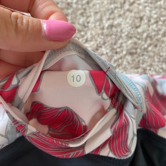 Rare Lululemon Run: Speed Skirt Skort Size 10 Floral Bird Coal Grey Lined Tennis - Picture 6 of 8